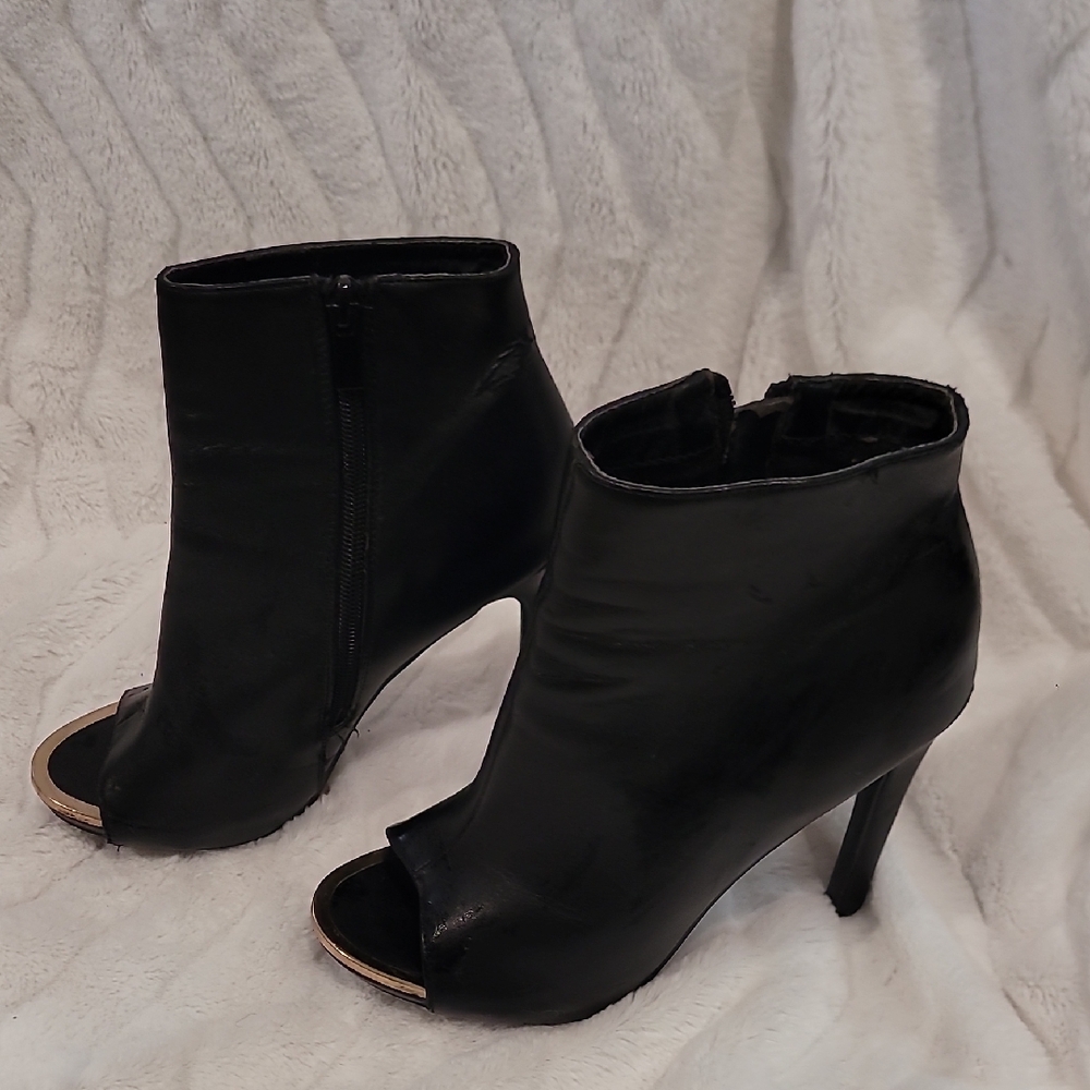 Elegant Black Peep-Toe Ankle Boots